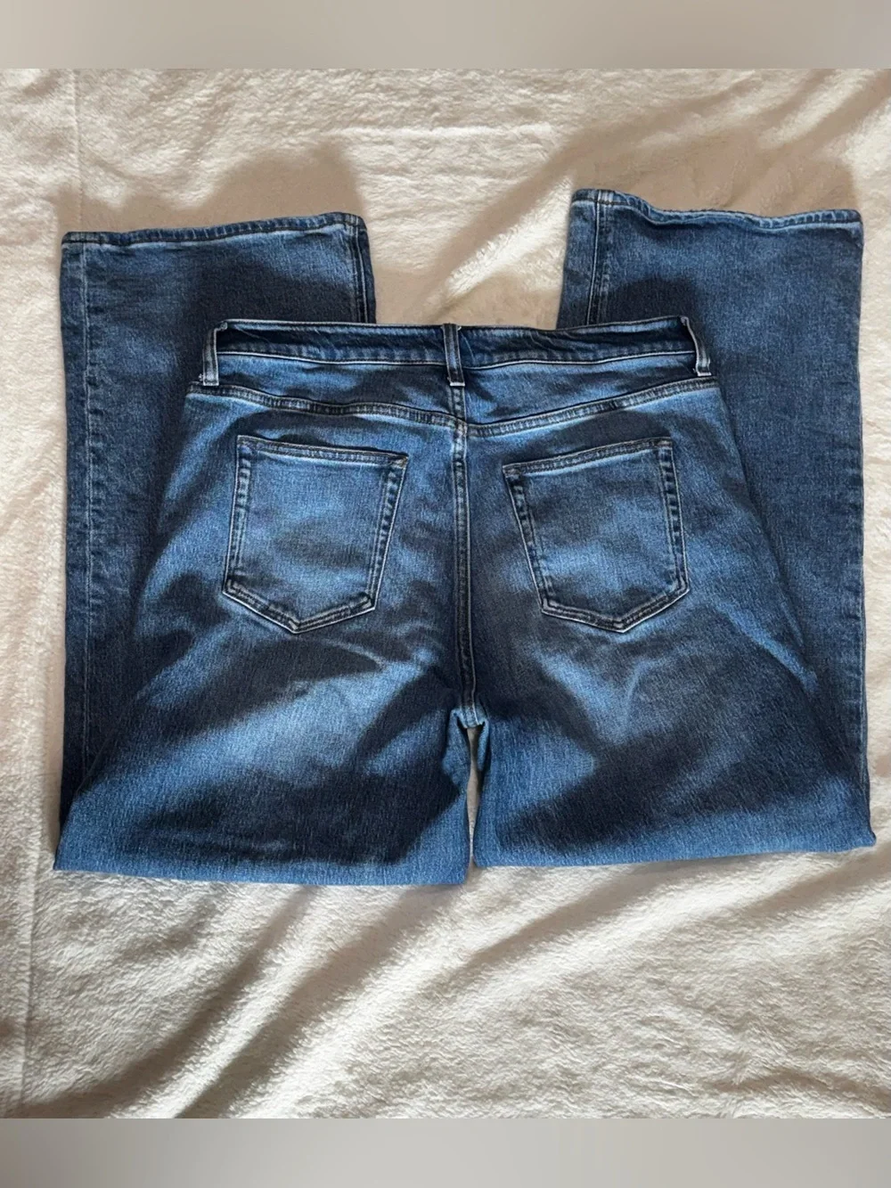 Quince Comfort Stretch High Rise Relaxed Straight Jeans Womens 32 Blue Organic - Picture 2 of 13